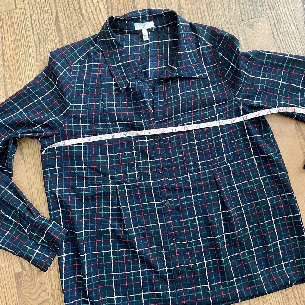Joie Button Down Plaid Pattern Utility Blouse Nwot - image 8